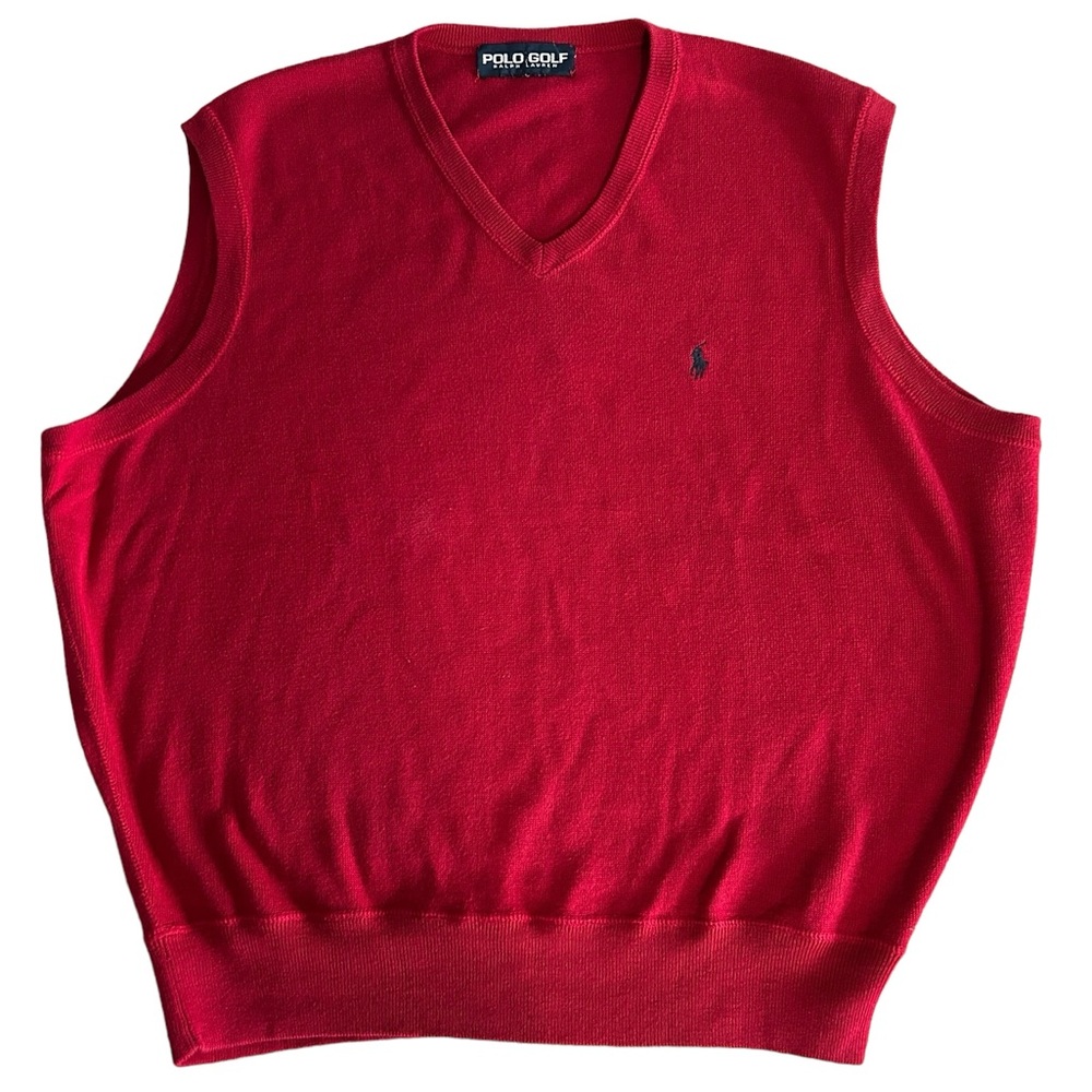 Vintage Polo Golf Red Ribbed Cotton Golf Vest Size Large